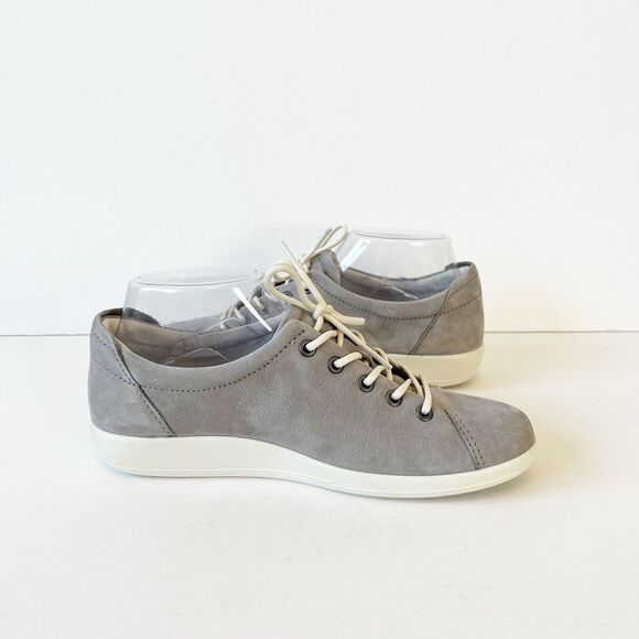 Ecco Soft 2.0 Walking Shoe Sneaker Grey Nubuck Leather Size Euro 37/US 6/6.5 - Picture 5 of 12
